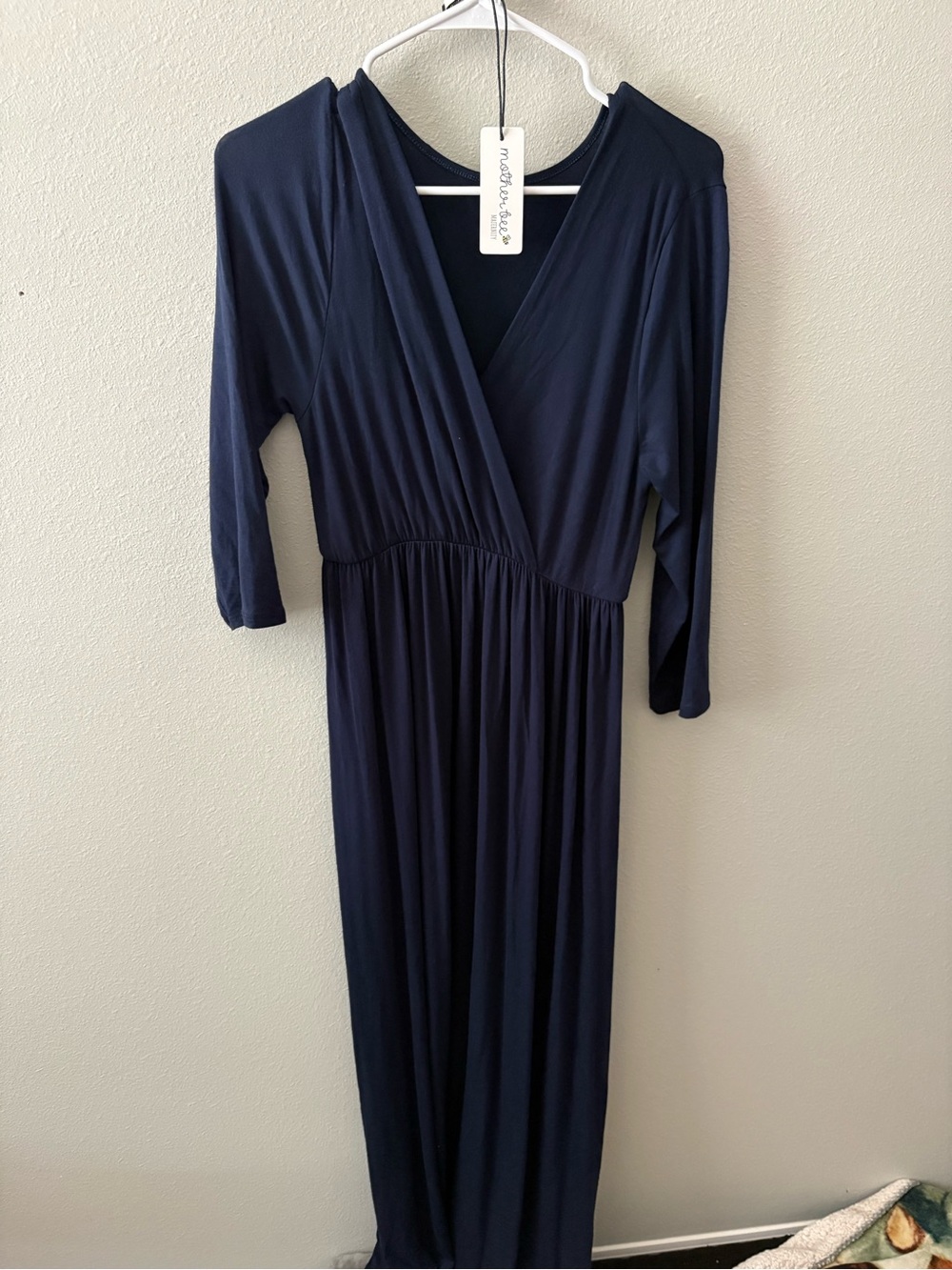Mother Bee Maternity Navy Wrap Maxi Dress